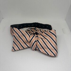 Brooks Brothers Silk Bow Tie in Black, White, and Orange Stripes 346 line